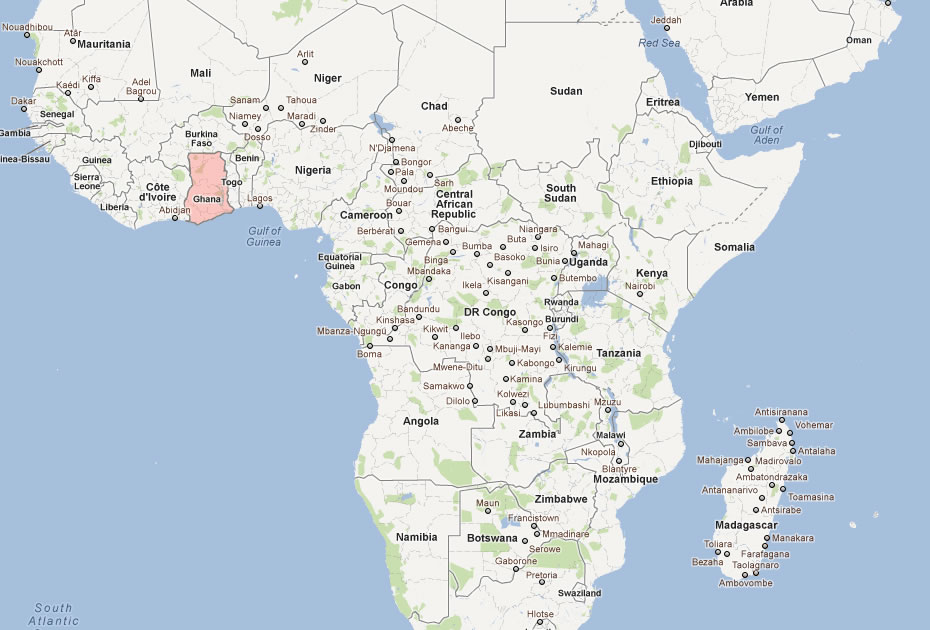 carte du ghana afrique